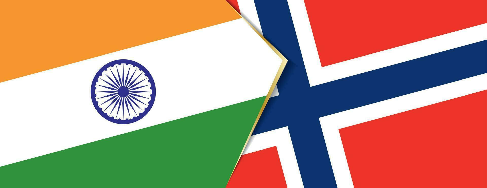 Indien och Norge flaggor, två vektor flaggor.