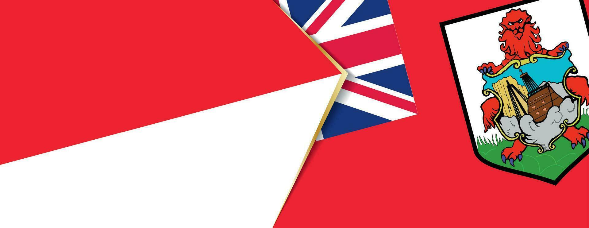 Indonesien und Bermudas Flaggen, zwei Vektor Flaggen.