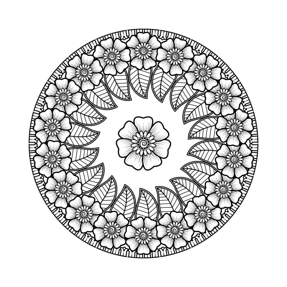 Kreismuster in Form von Mandala mit Blume für Henna, Mehndi. vektor