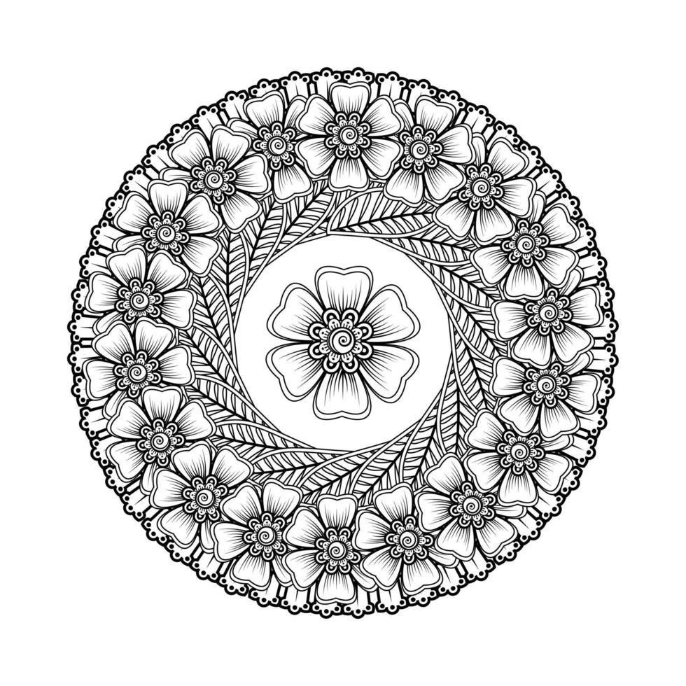 cirkulärt mönster i form av mandala med blomma för henna, mehndi. vektor