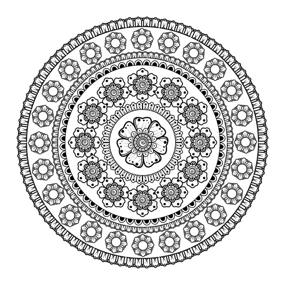 cirkulärt mönster i form av mandala med blomma för henna, mehndi. vektor