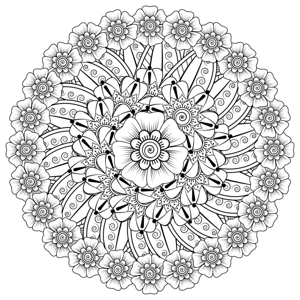 cirkulärt mönster i form av mandala med blomma för henna, mehndi vektor