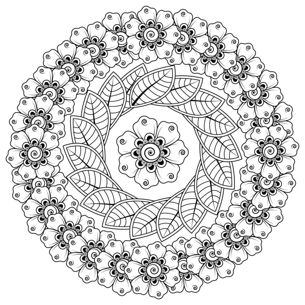 cirkulärt mönster i form av mandala med blomma för henna, mehndi vektor