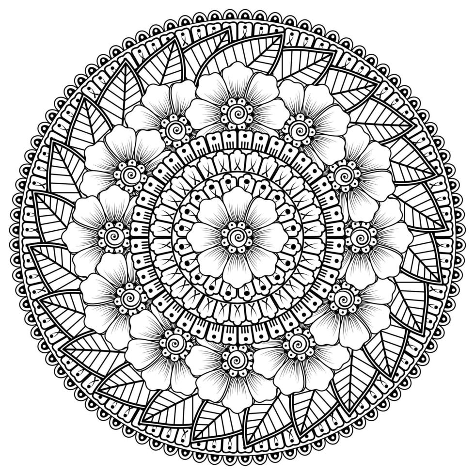 Kreismuster in Form von Mandala mit Blume für Henna, Mehndi vektor