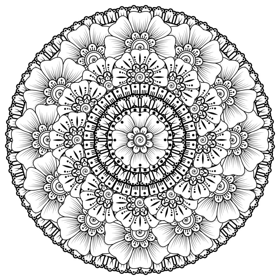 cirkulärt mönster i form av mandala med blomma för henna, mehndi vektor