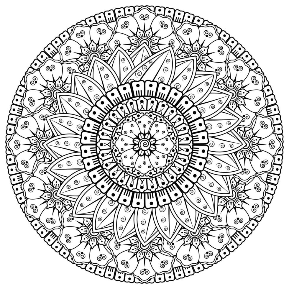 cirkulärt mönster i form av mandala med blomma för henna, mehndi vektor