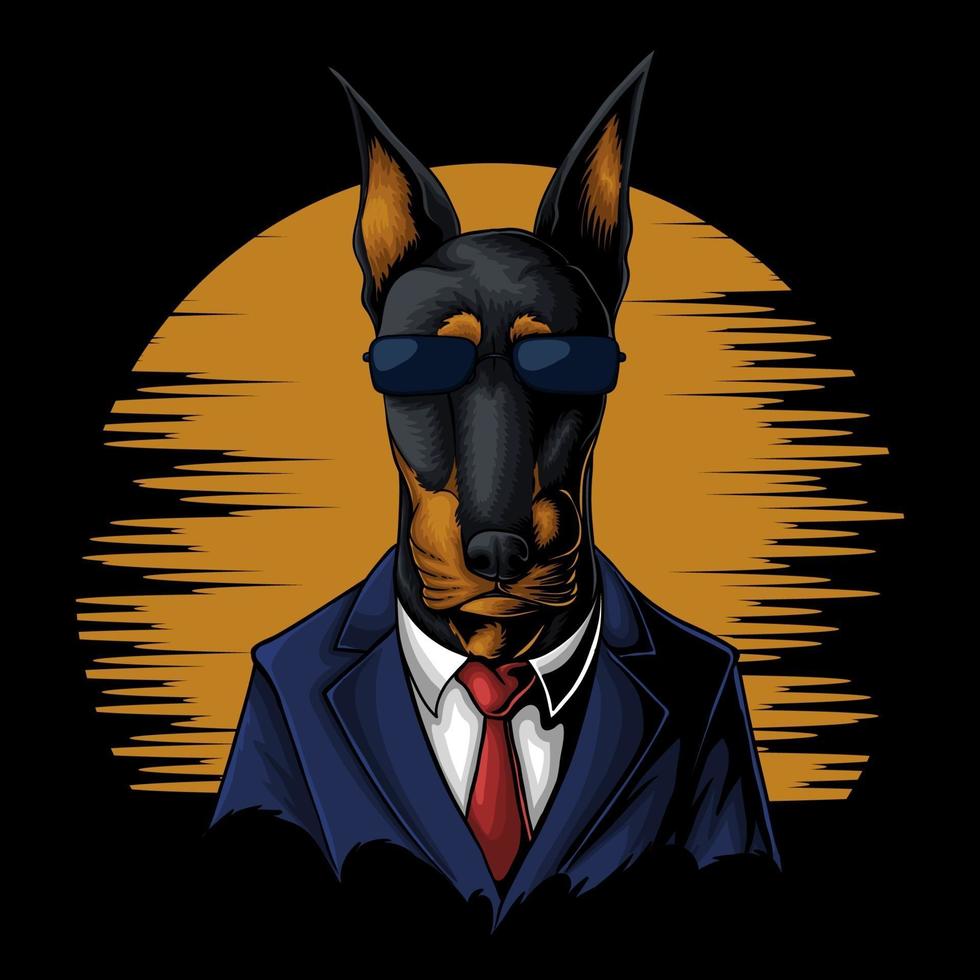 Cooler Dobermann in Anzug-Vektor-Illustration vektor