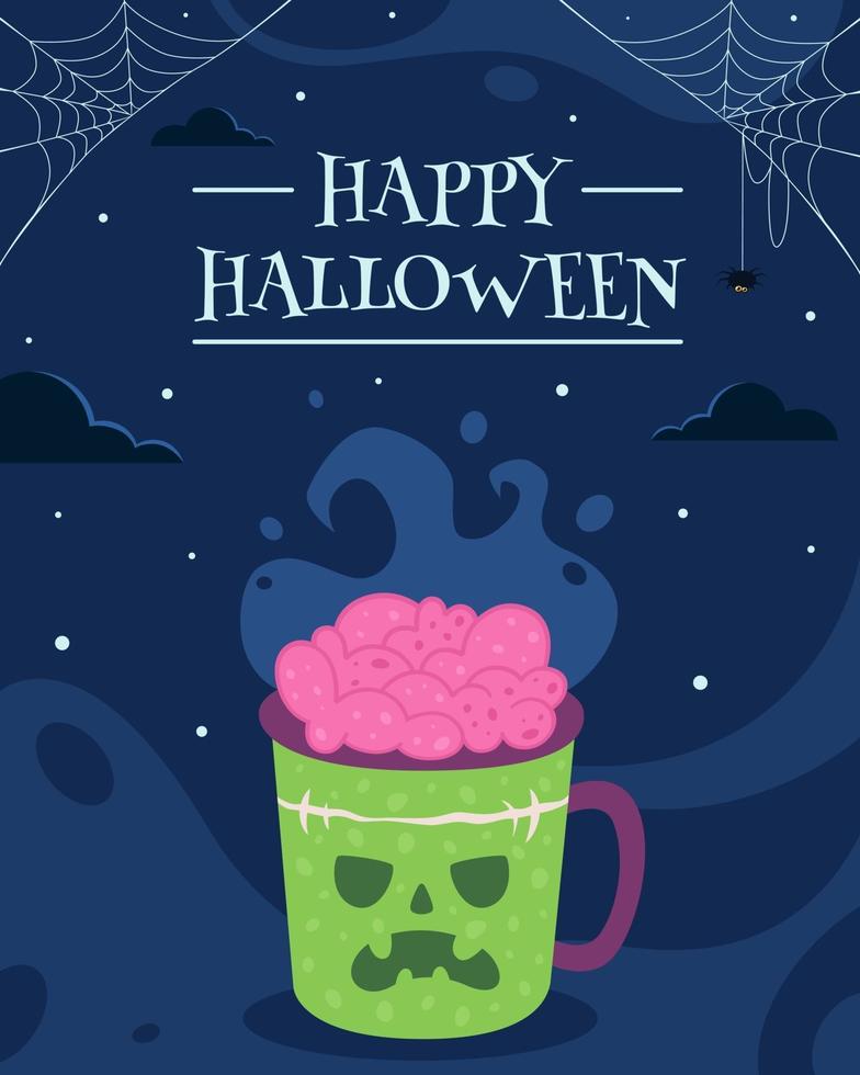 glückliche halloween-grußkarte. Halloween-Getränk. vektor