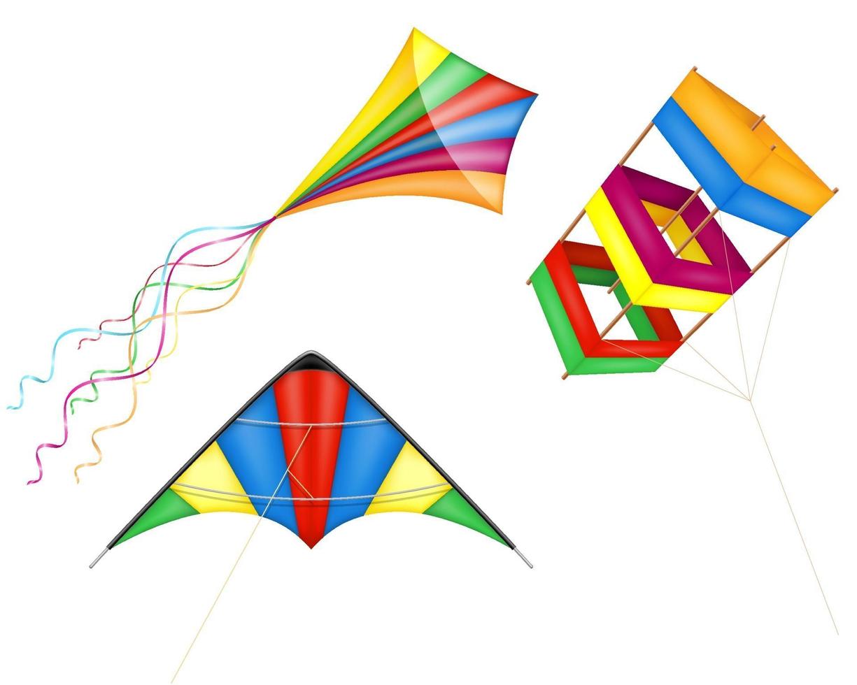 färgglada drake flyger i himlen vektor illustration isolerade