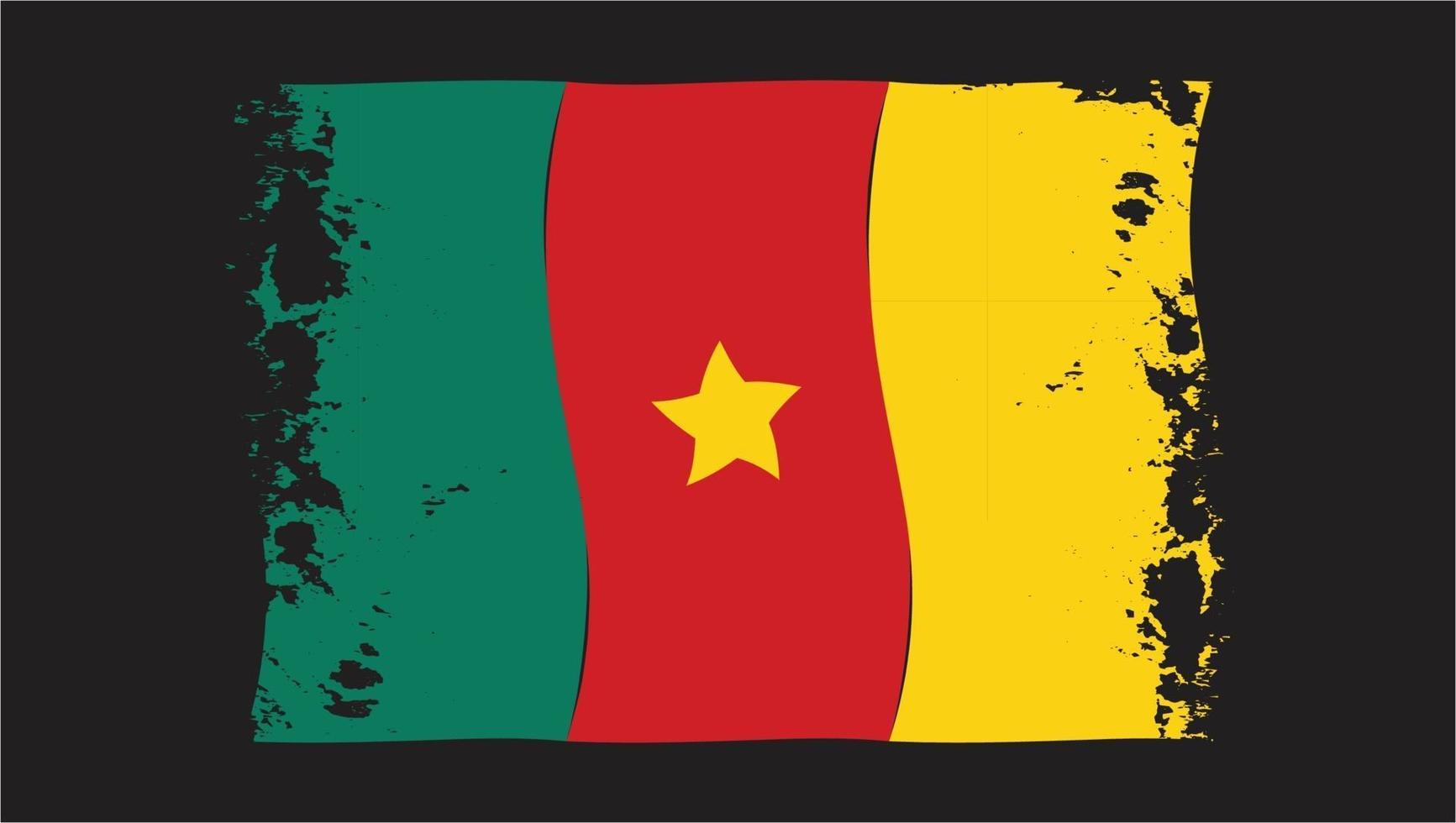 Kamerun flagga målad pensel vektor