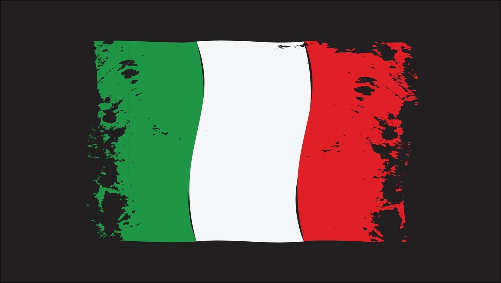italiens flagga akvarellmålad pensel vektor