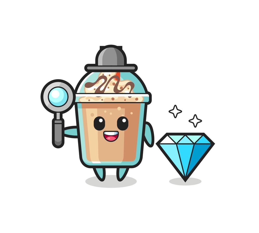 Illustration des Milchshake-Charakters mit einem Diamanten vektor