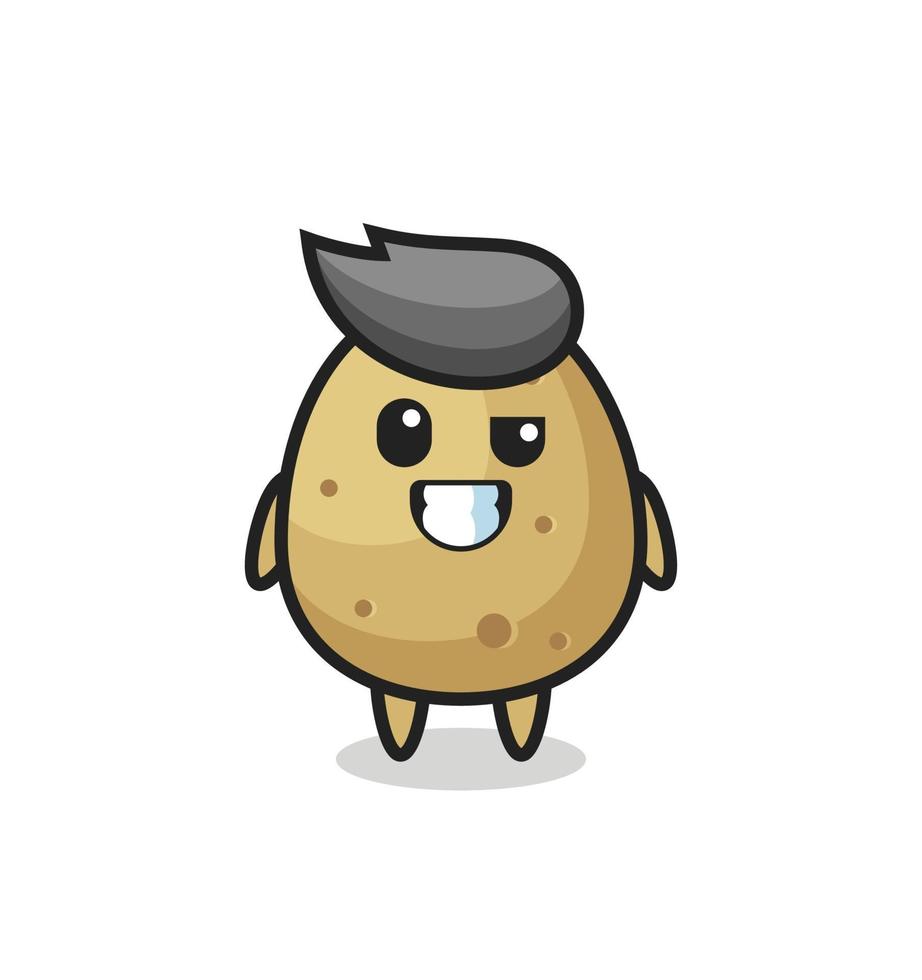 süßes Kartoffel-Maskottchen mit optimistischem Gesicht vektor