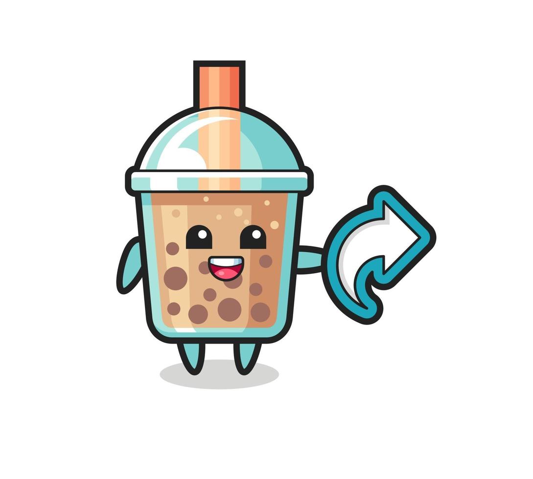 süßer Bubble Tea halten Social Media Share-Symbol vektor