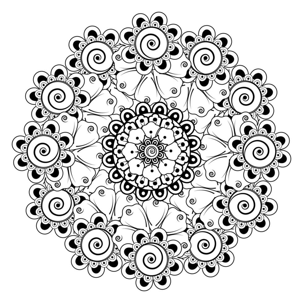 cirkulärt mönster i form av mandala med mehndi -blomma vektor
