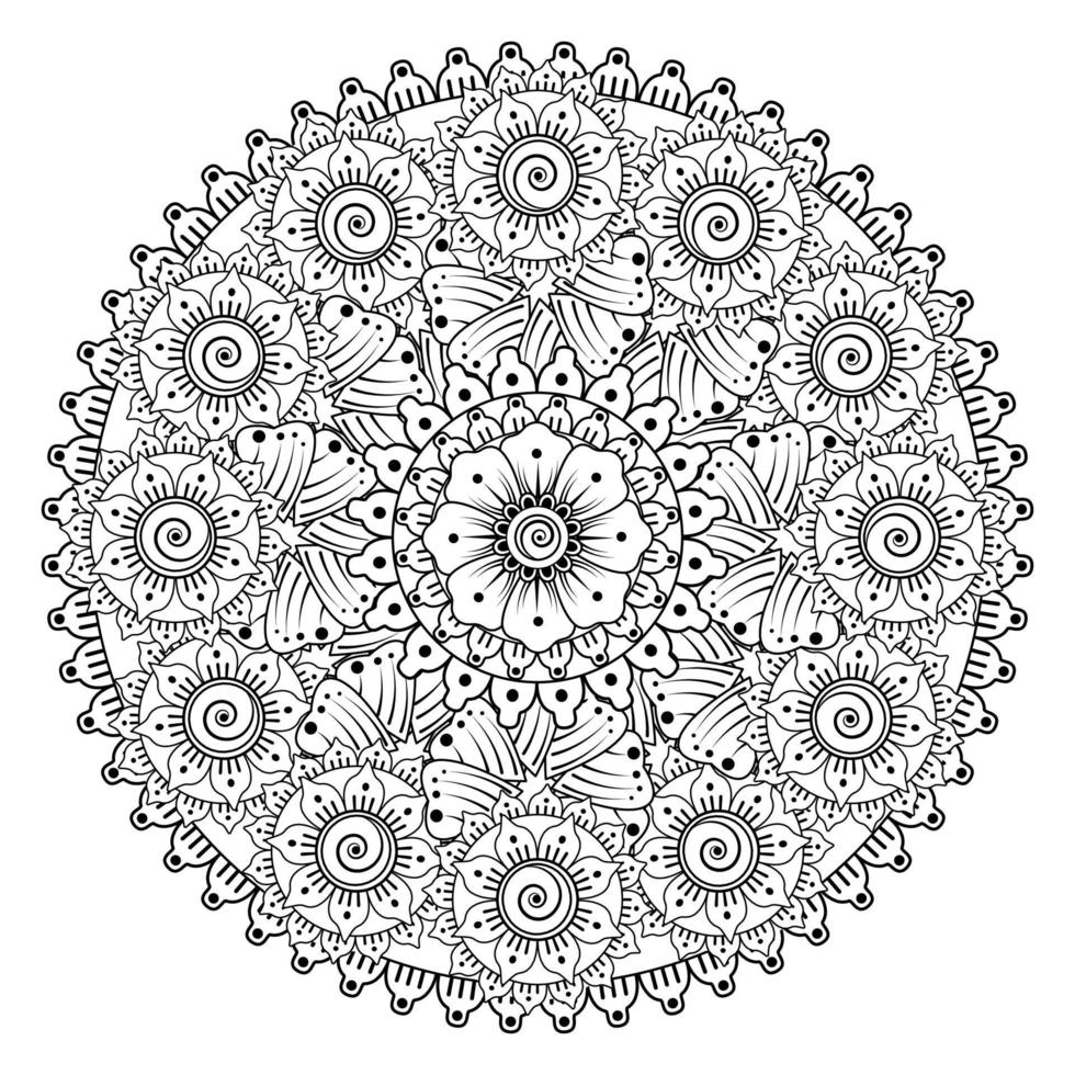 kreisförmiges Muster in Form von Mandala mit Mehndi-Blume vektor