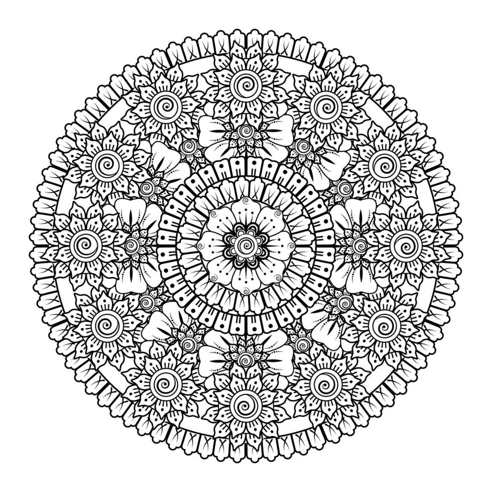 cirkulärt mönster i form av mandala med blomma för henna. vektor