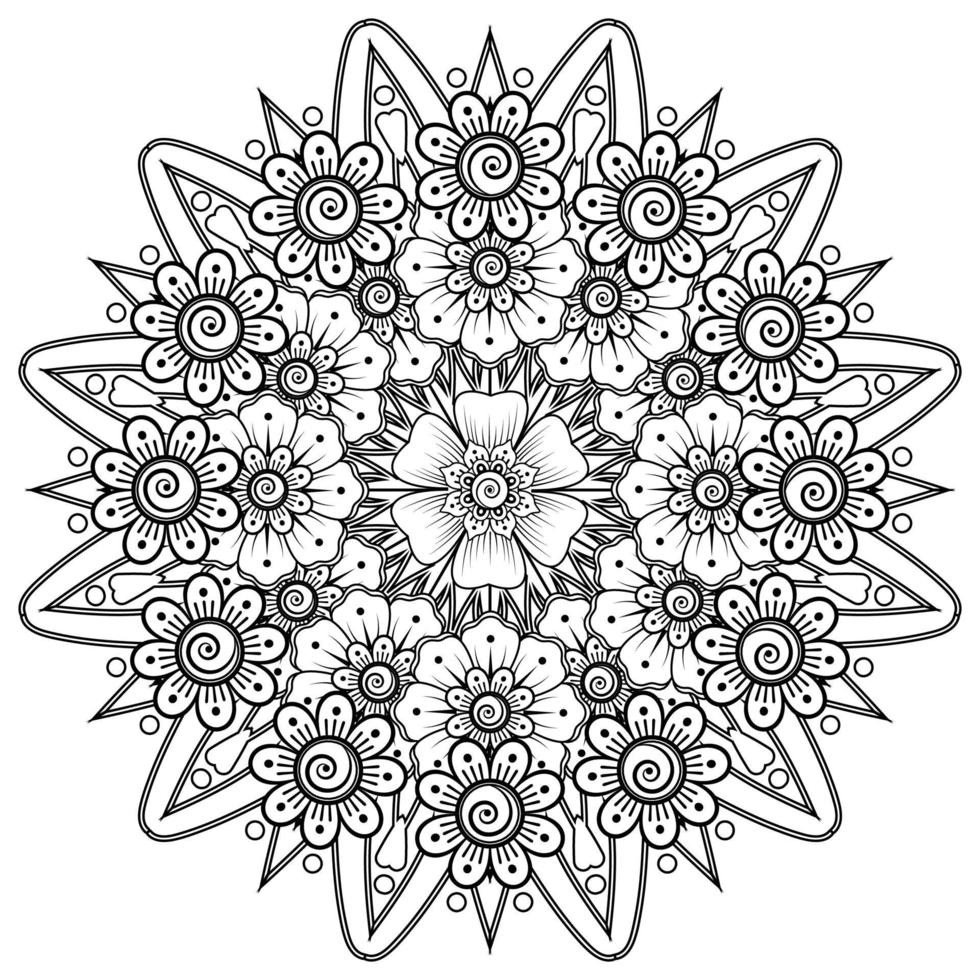 Kreismuster in Form von Mandala mit Blume für Henna vektor