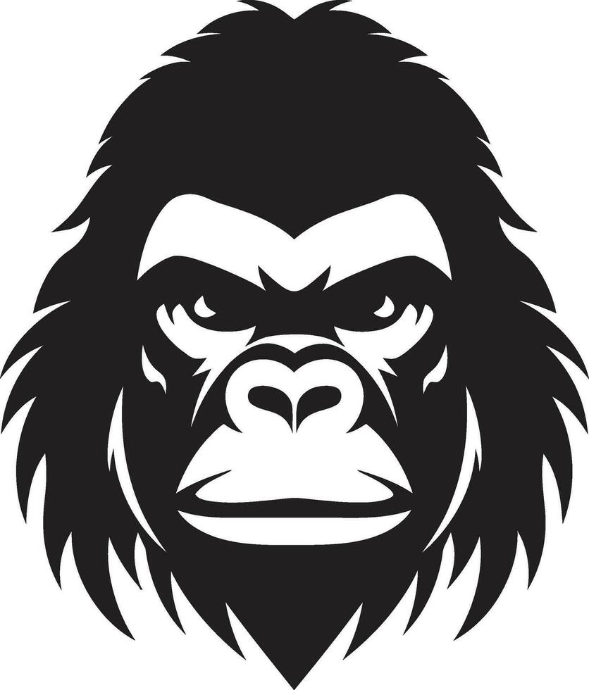 Affe Majestät im schwarz emblematisch Kunst Gorilla Majestät im Einfachheit Logo Design vektor