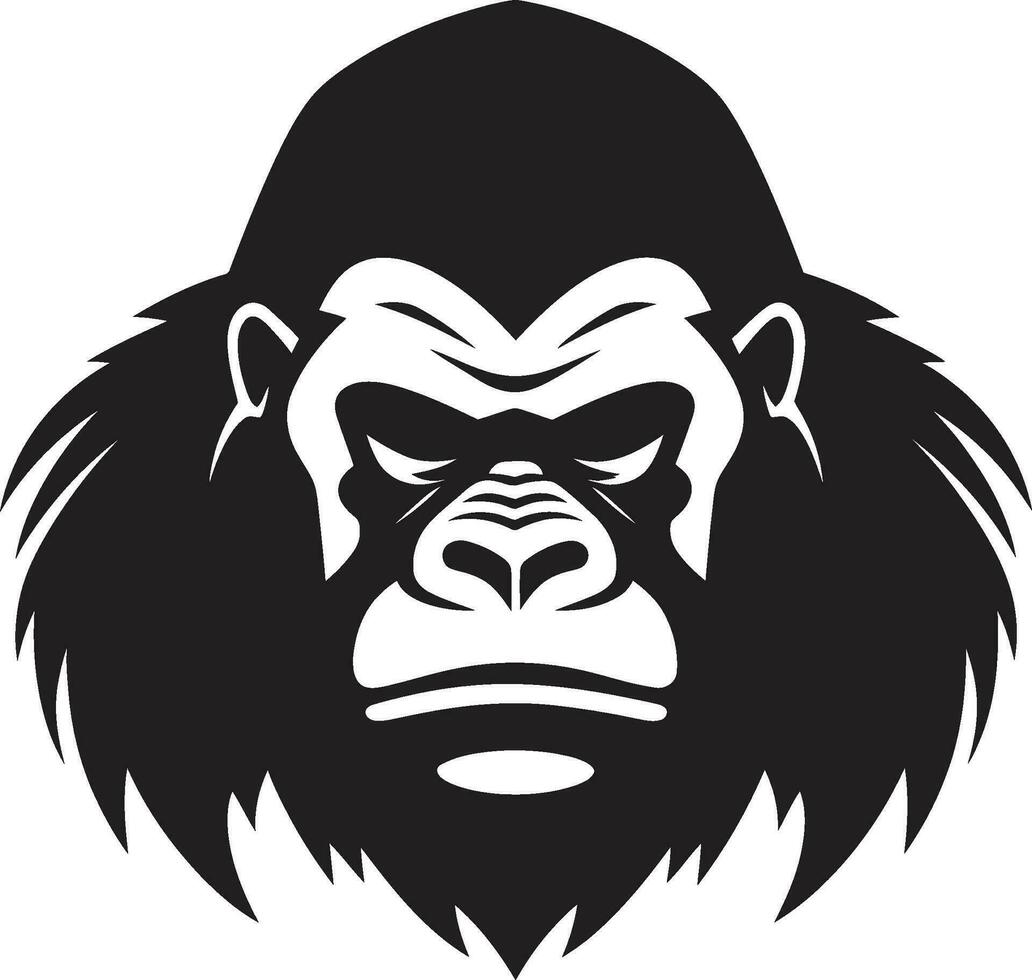 Gelassenheit im einfarbig König von das Urwald elegant Affe Blick schwarz Gorilla Emblem vektor