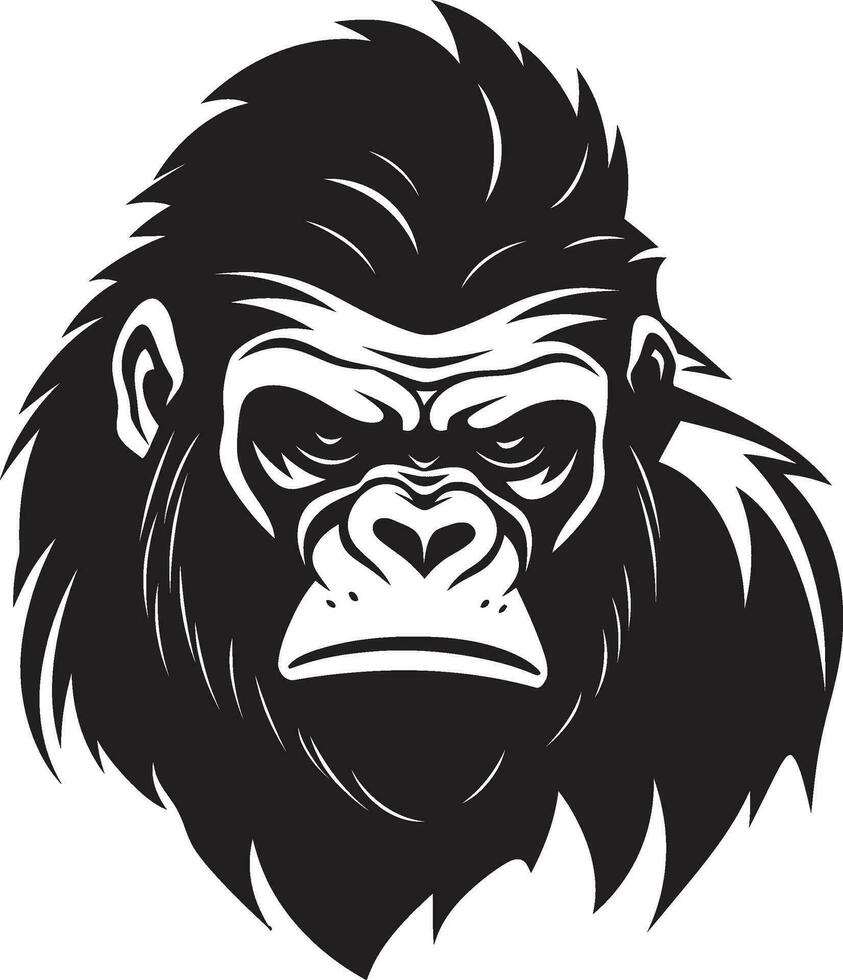 kunglig primat majestät gorilla symbol gorilla förträfflighet i svart och grå emblem vektor