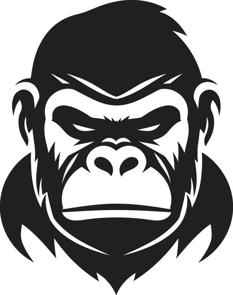 vild skönhet svart gorilla silhuett logotyp ikoniska apa majestät vektor symbol