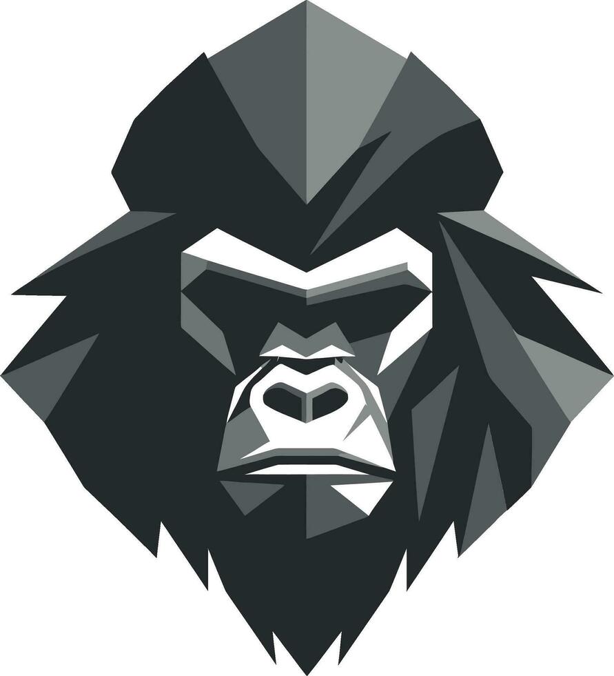 vild skönhet i svart och grå symbolisk konst kunglig gorilla ambassadör enfärgad symbol vektor