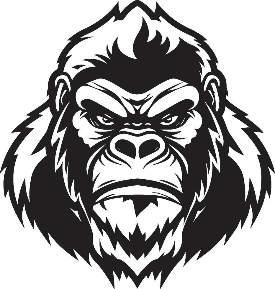 apa majestät i enkelhet gorilla konst gorilla förträfflighet i svart vektor emblem