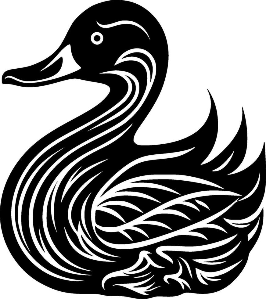 Ente - - schwarz und Weiß isoliert Symbol - - Vektor Illustration