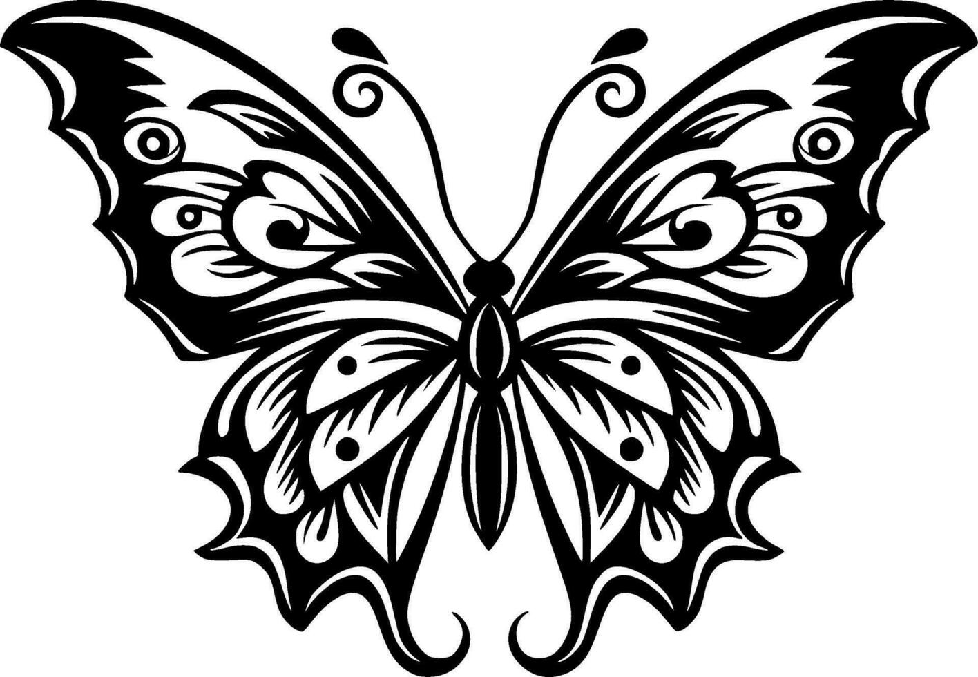 Schmetterling - - schwarz und Weiß isoliert Symbol - - Vektor Illustration