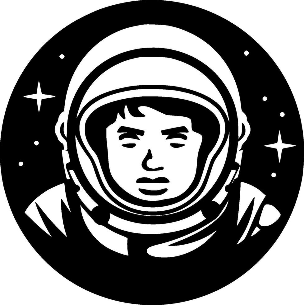 Astronaut - - schwarz und Weiß isoliert Symbol - - Vektor Illustration