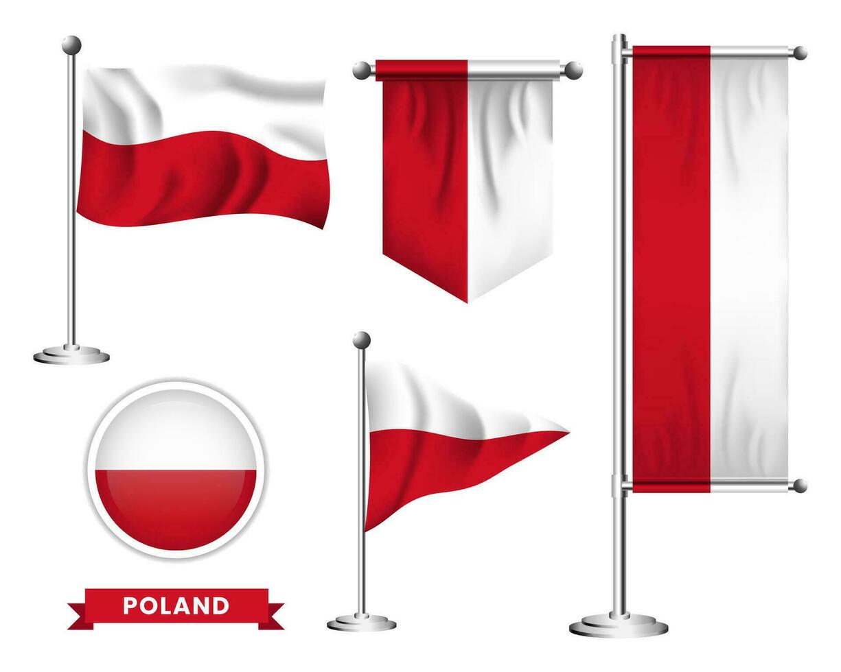 Vektor einstellen von das National Flagge von Polen im verschiedene kreativ Designs