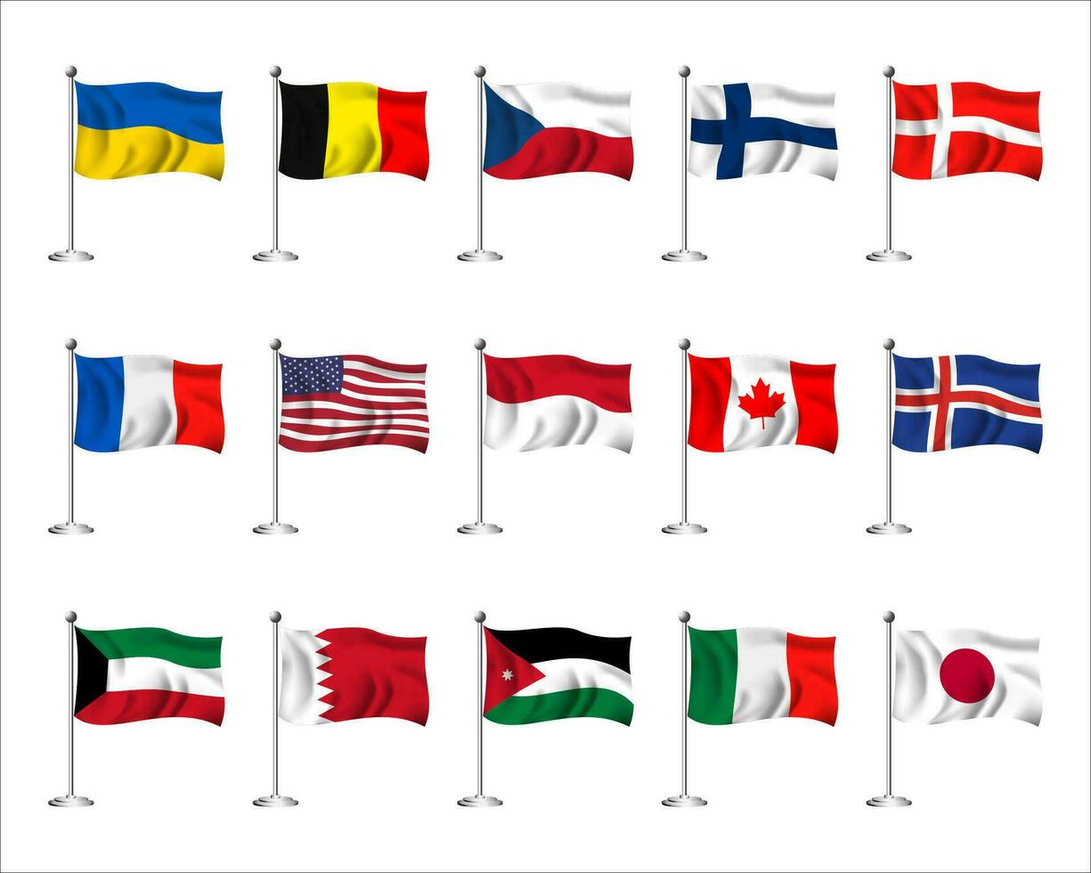 einstellen von Flaggen Welt Abzeichen Emblem vektor