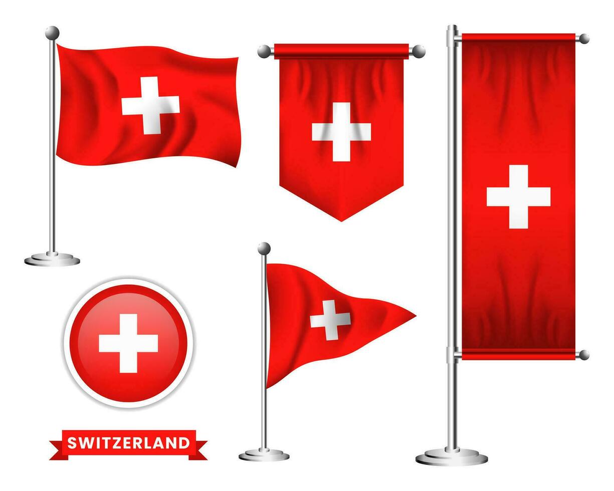 vektor uppsättning av de nationell flagga av schweiz i olika kreativ mönster