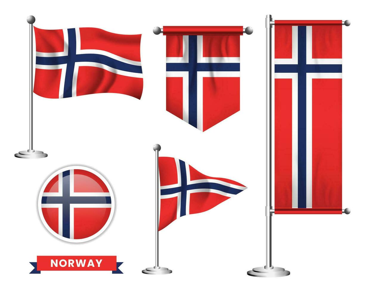 Vektor einstellen von das National Flagge von Norwegen im verschiedene kreativ Designs