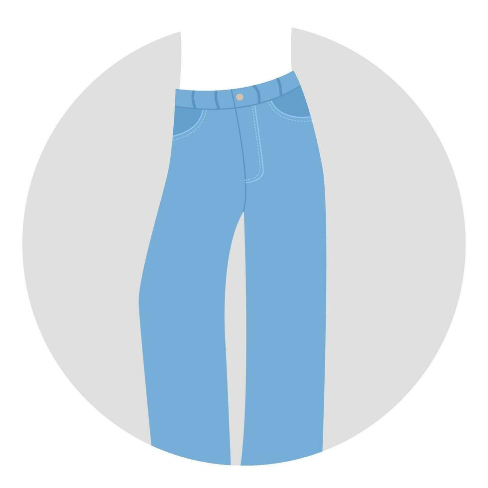kvinna hög midjeline regelbunden skära jeans. nationell blå jeans dag. denim dag. vektor