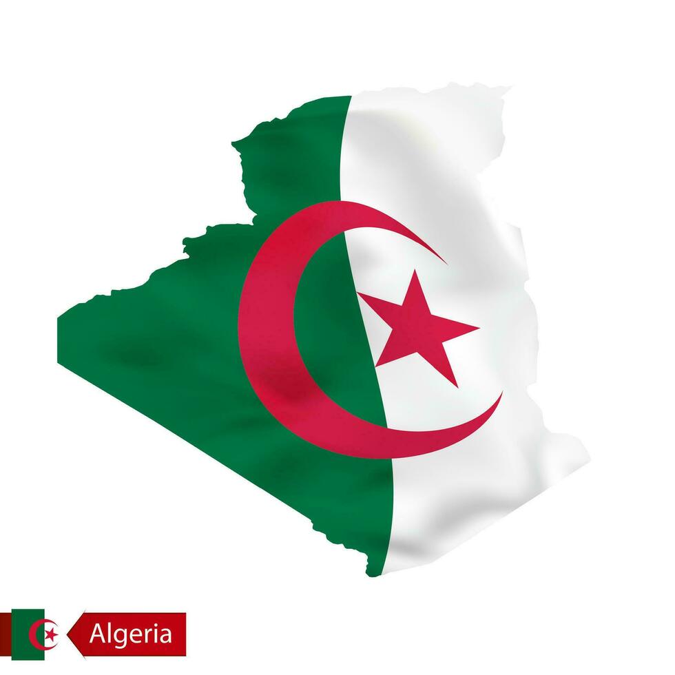 algeriet Karta med vinka flagga av Land. vektor