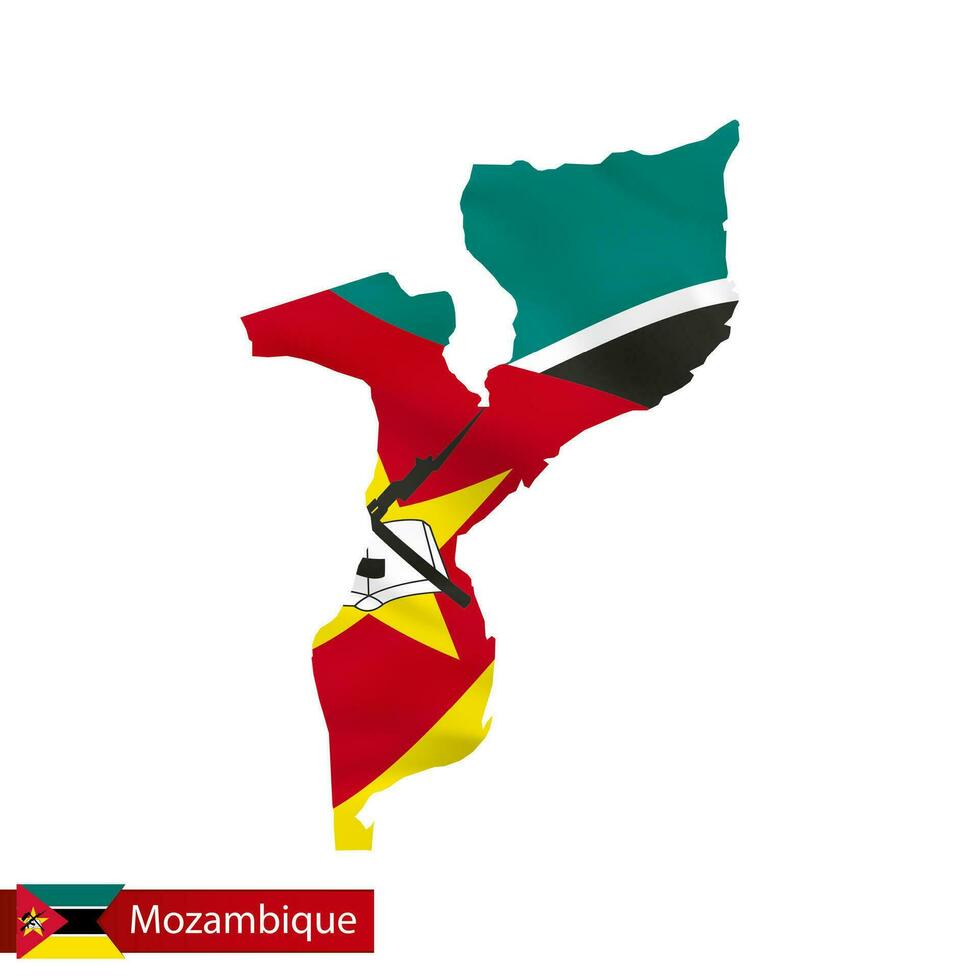 Mozambique Karte mit winken Flagge von Land. vektor