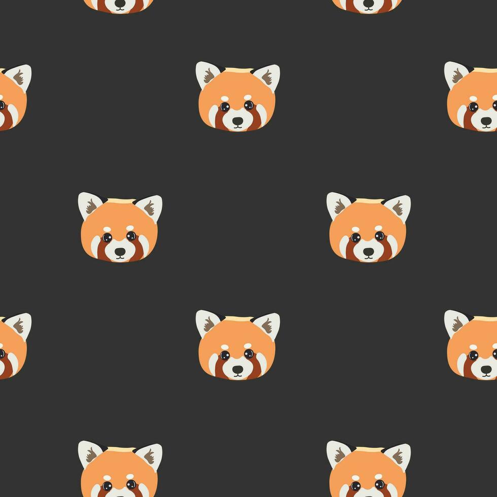 sömlös mönster med huvud röd panda. tecknad serie design djur- karaktär platt vektor stil. textur för tyg, omslag, textil, tapet, Kläder.