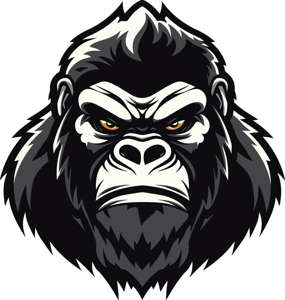 ikoniska vilda djur och växter blick gorilla logotyp design graciös primat silhuett kung av de djungel vektor