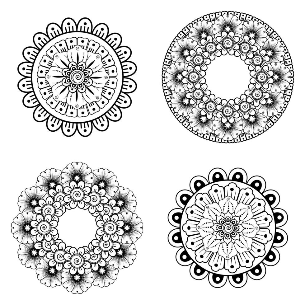 cirkulärt mönster i form av mandala med blomma för henna vektor