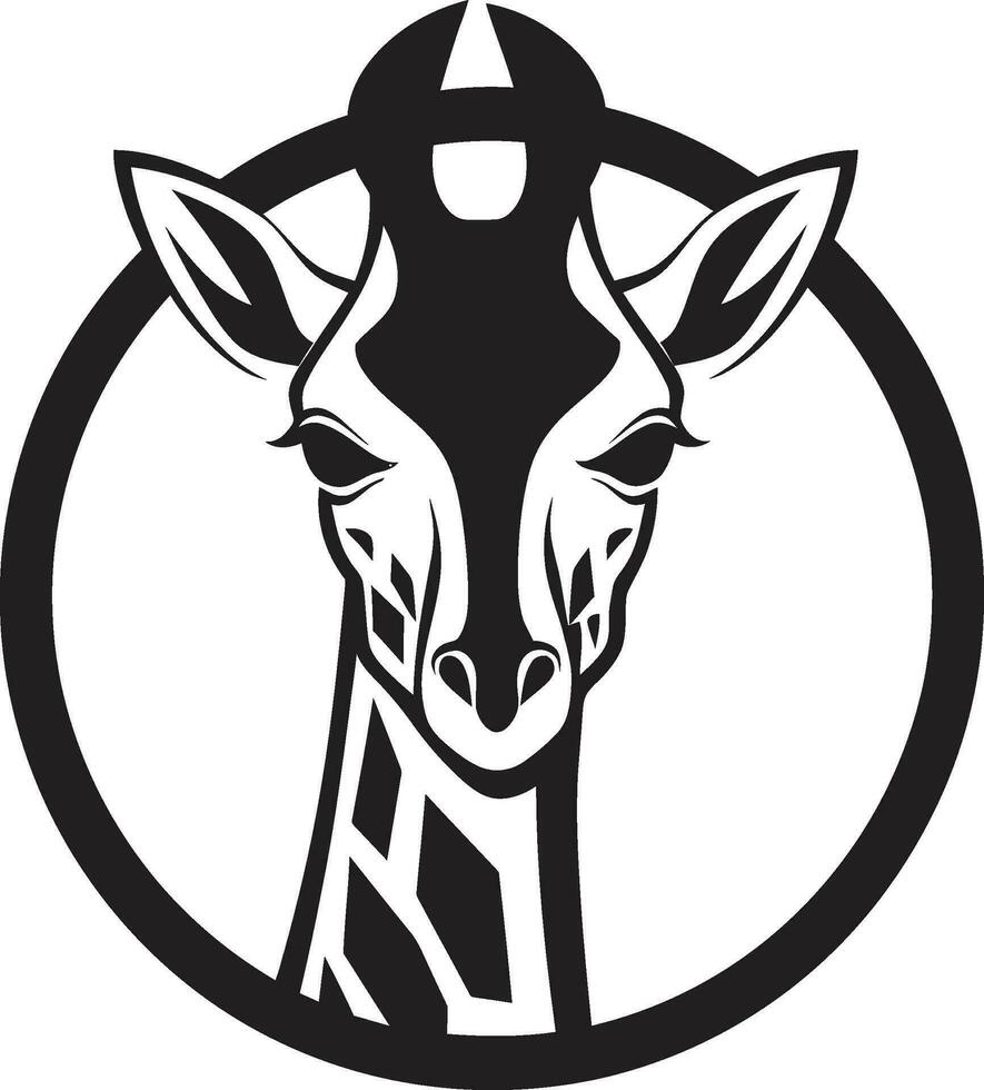 elegant halsad skönhet svart giraff logotyp konstnärlig savann emblem giraff design vektor