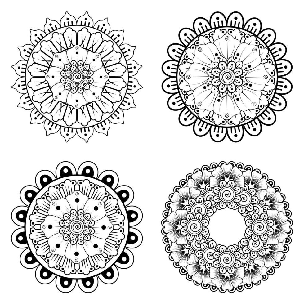 cirkulärt mönster i form av mandala med blomma för henna vektor