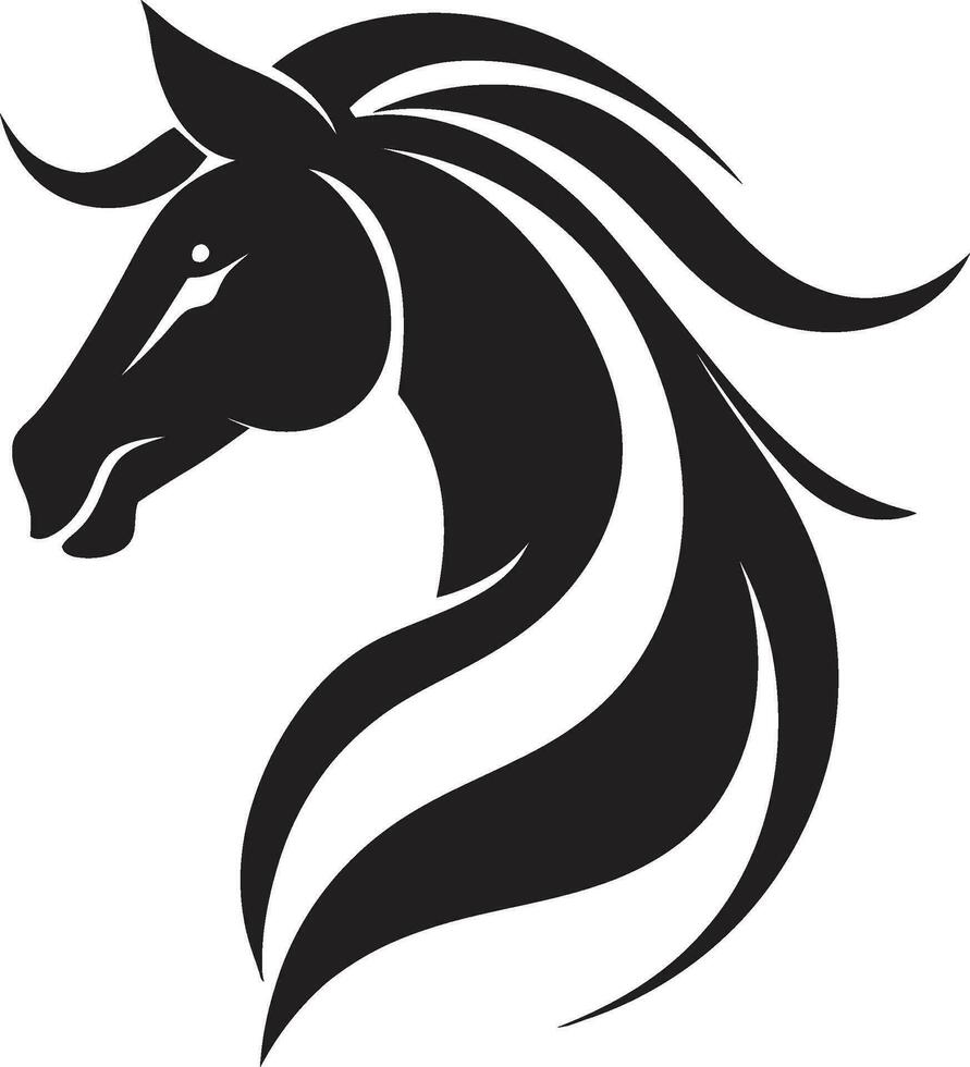 kunglig majestät i enkelhet svartvit logotyp minimalistisk häst emblem vilda djur och växter symbol vektor