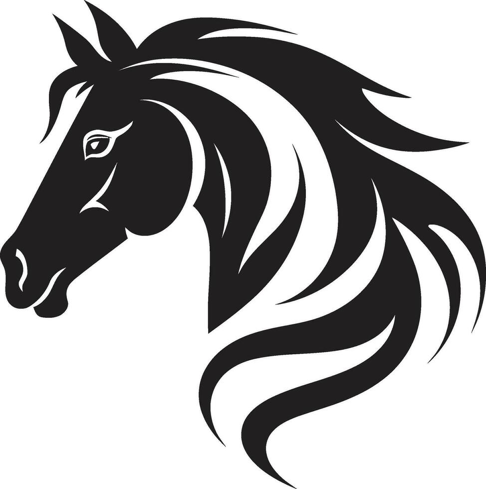 Gelassenheit im schwarz und Weiß Pferd Symbol anmutig Pferde- Silhouette ikonisch Emblem vektor