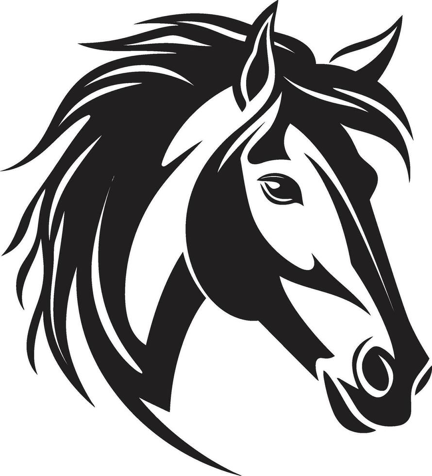 vild skönhet av de slätter svart logotyp minimalistisk häst majestät svartvit symbol vektor