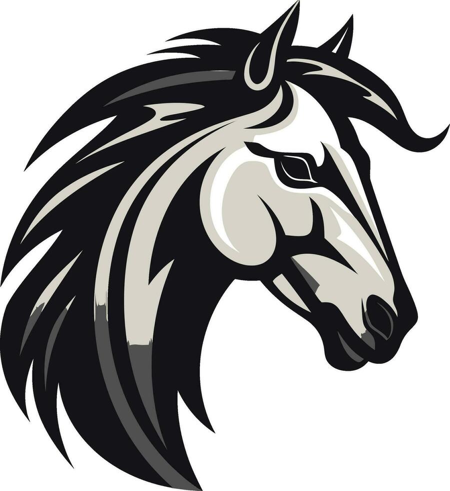 minimalistisk häst silhuett svart ikon graciös mustang majestät logotyp i svart vektor