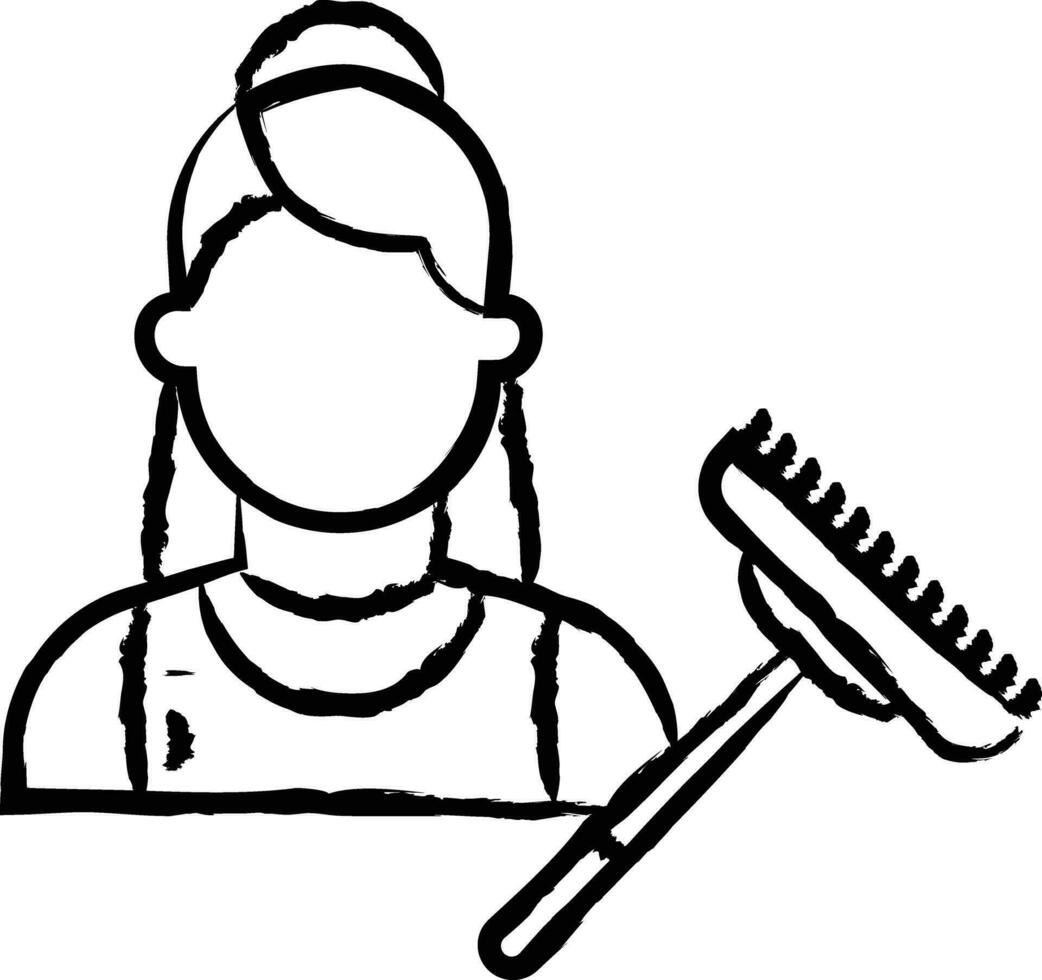 rengöring kvinna hand dragen vektor illustration