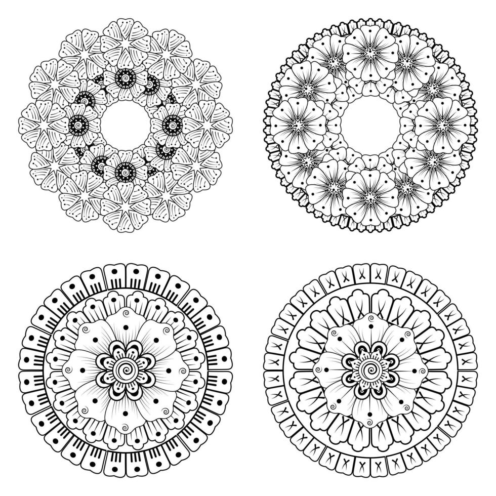 Kreismuster in Form von Mandala mit Blume für Henna vektor