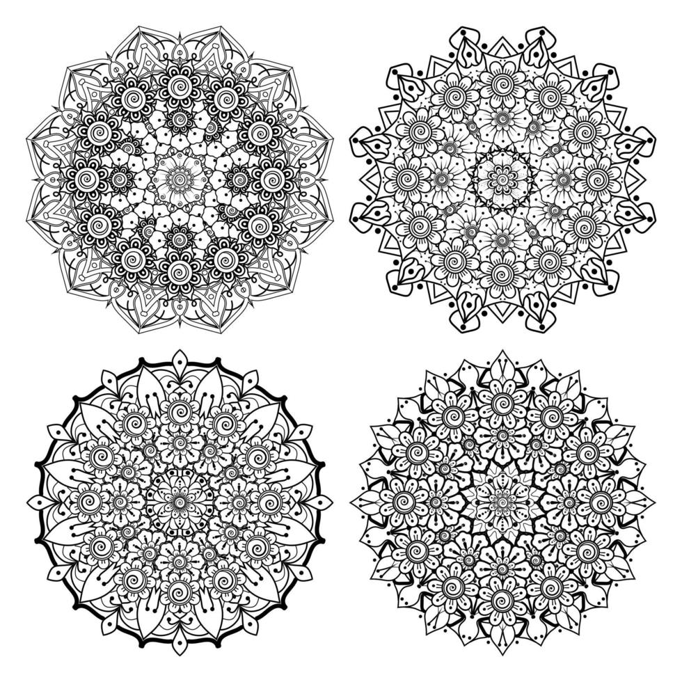 cirkulärt mönster i form av mandala med blomma för henna vektor